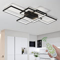 Flush Mount Modern LED Ceiling Light Fixture,With remote control Dimmable 3 Color Selectable Ceiling Lamp Ceiling Light for sitting room Kitchen Bedroom Hallway Porch (Black, 31.5*17.7*3.5 IN)