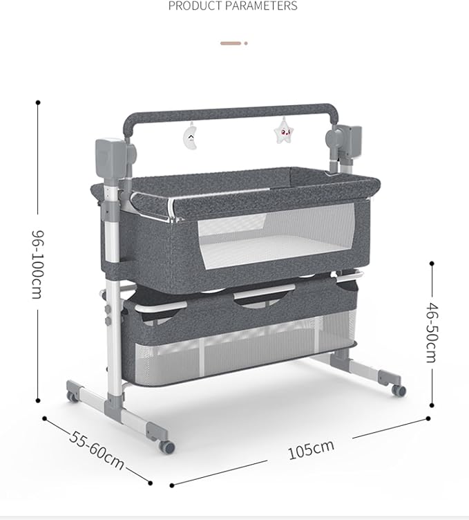 Electric Bluetooth Smart Baby Bedside Bassinet, Baby Bassinet Bedside Sleeper, Next to Me Crib with Wheels, Foldable Co-Sleeping Bed Bassinet for Newborn with 5 Swaying Gears and Remote (601 Pink)