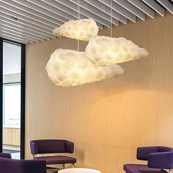 Cloud Chandelier, Modern White Cloud Pendant Light Fixture with 3 LED Bulbs for Bedroom, Nursery, Kids Room, Playroom, Living Room, Dining Room, Farmhouse, Contemporary Style(15.75")
