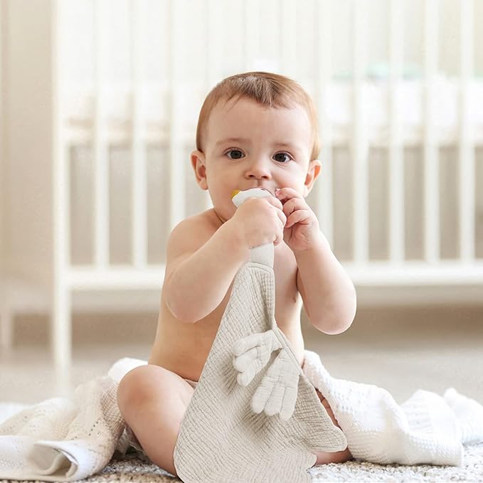 lulumoon Goose Security Blanket: Muslin Lovey for Babies Travel & Daycare - Skin-Friendly Snuggle Toy for Self-Soothe
