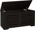 DINZI LVJ Storage Chest, 43.3” Wooden Toy Box with 2 Safety Hinges, Retro Entryway Shoe Storage Bench with Flip-Top, Sturdy Large Storage Trunk for Living Room, Bedroom, Easy Assembly, Espresso