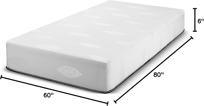 Fortnight Bedding 6 inch Queen Size Gel-Infused Memory Foam Mattress with White Stretch Knit Fabric - CertiPUR-US Foam – 10 Year Warranty - Made in USA