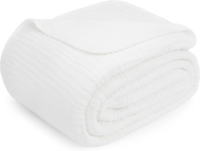 Comfy Cubs Muslin Blanket for Adults King 108" x 90" - 6 Layer Soft, Breathable & Lightweight Muslin Adult Blanket - Machine Washable & Designed in The US Bedding for All Seasons - White