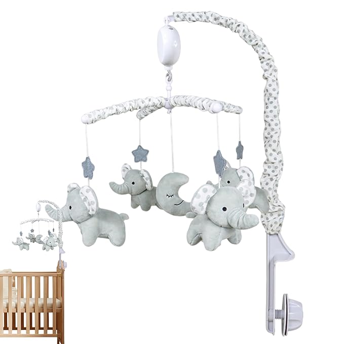 Crib Mobile Girls | Rotating Musical Mobile with Plush Animals | Wind-Up Nursery Decor for Crib Or Cradle, Soft Hanging & Girls with Gentle Music Box