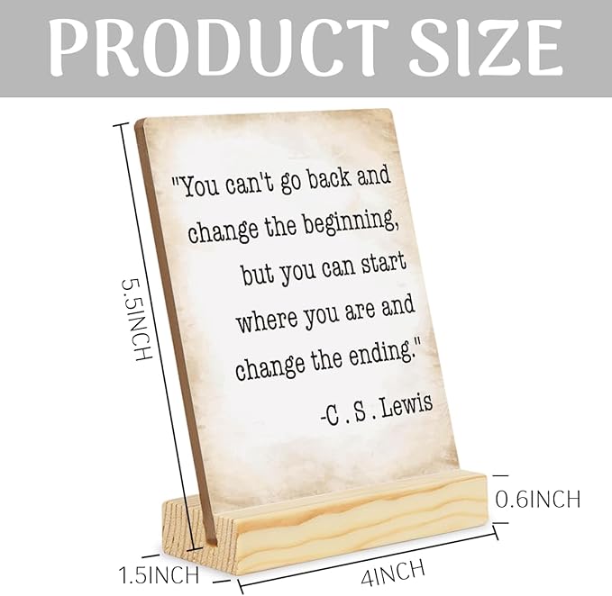 Inspirational Quote Wood Plaque Signs Motivational Quotes Gift You Can't Go Back And Change The Beginning,But You Can Start Where You Are And Change The Ending Desk Decor Encourage planks2002