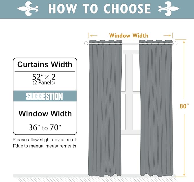 ChrisDowa Blackout Curtains 80 Inches Long 2 Panels Set for Living Room, Grommet Thermal Insulated Room Darkening Curtains for Bedroom (Brown, 52 x 80 Inch)