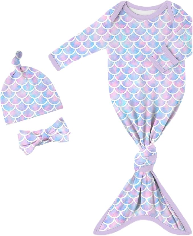 Yoofoss Baby Knotted Gowns 0-3 Months, Newborn Sleepers Hospital Coming Home Outfit for Photograph, Soft Breathable Comfort
