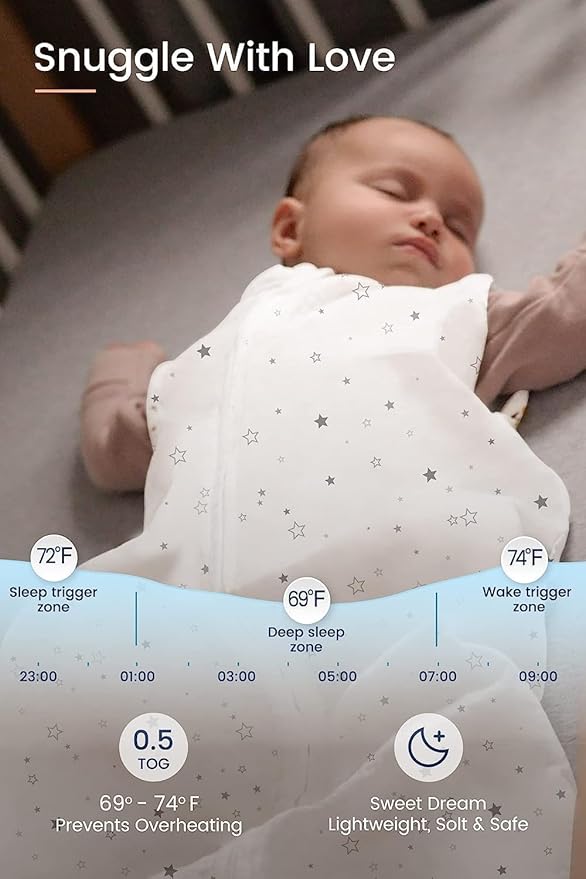 TotAha Sleep Sack 6-12-15 Months 3-Pack,Stretchy,Buttery Soft Swaddle Transition Sleeping Bag,Light Baby Wearable Blanket with 2-Way Safe Zippers for Boys and Girls, 0.5 TOG