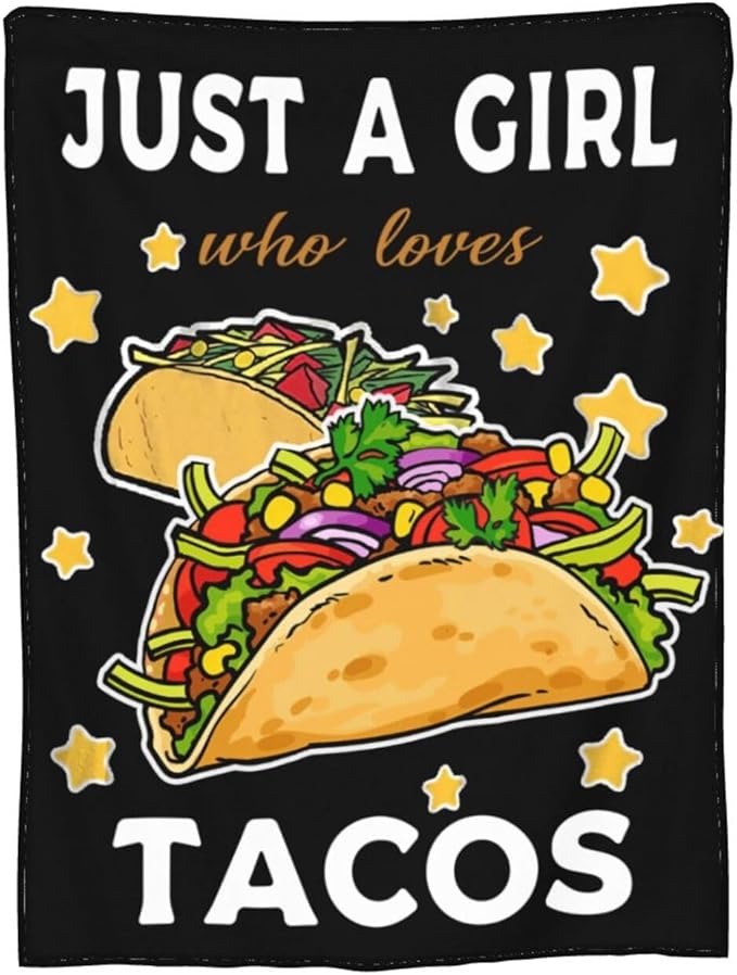Taco Blanket for Girls Just Girl Who Loves Tacos Throw Blanket Soft Cozy Warm Fuzzy Fleece Tacos Food Bedroom Decor Blanket Gifts for Kids Women Men Adults Couch Sofa Bedding 50"X40"