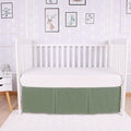 Box Pleated Mini Crib Bed Skirt Premium 100% Cotton 800 Thread Count Nursery Crib Toddler Bedding Crib Bedskirt for Baby Boys or Baby Girls, (24" x 38") + 10" Drop Lenght - Sage Solid