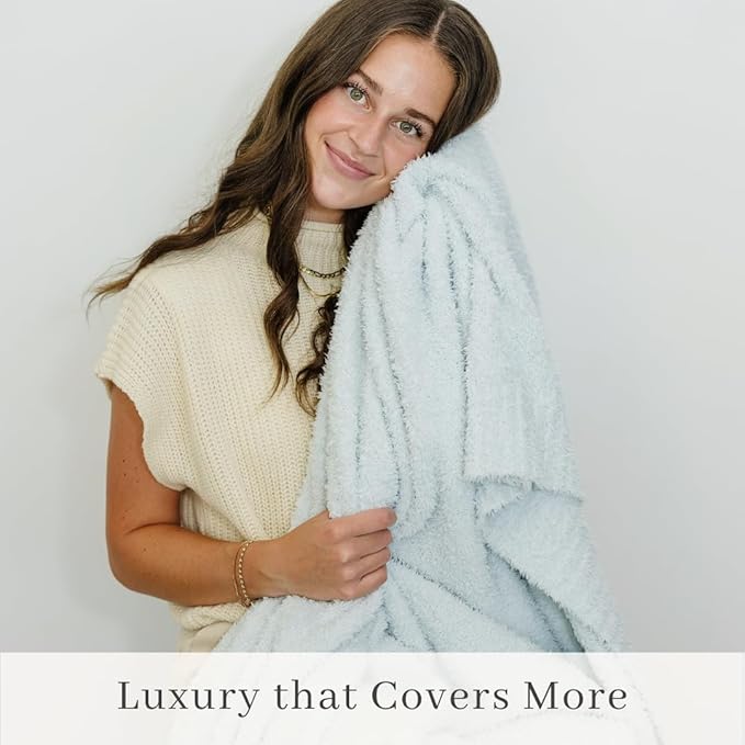 SARANONI Bamboni Luxury Throw Blanket | Oversized Super Soft Plush Home Decorative Comfy Blankets for Couch or Bed | Sky Blue - X-Large 60” x 80”