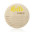 Baby Announcement Sign, 5.9 Inch Wooden Hello World Newborn Signs, Birth Announcement Sign, Baby Shower Hospital Nursery for Newborn Boys and Girls… (Yellow)