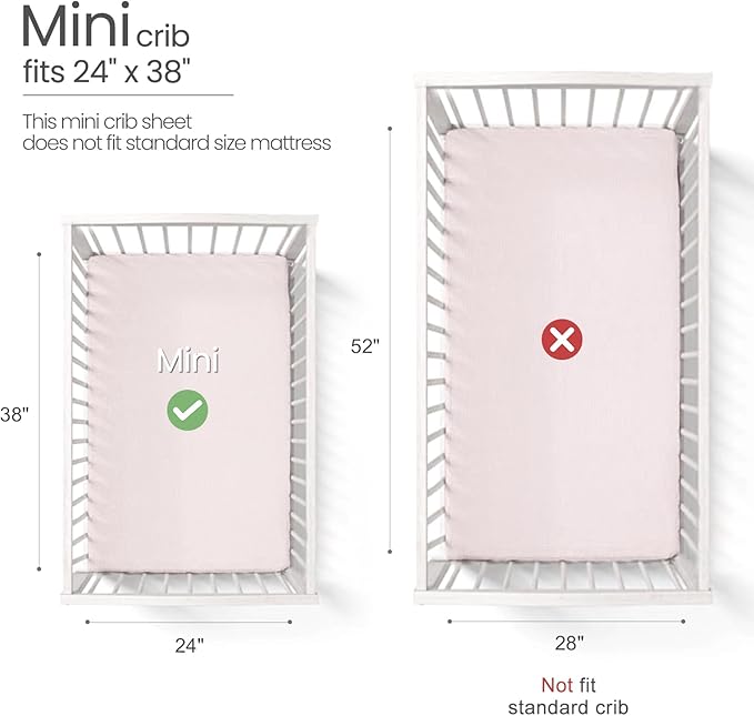 lulumoon Mini Crib Sheets Muslin: Soft Cotton Fitted Mini Crib Mattress Sheets for Boys and Girls 2Pack