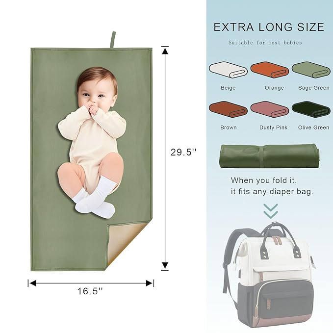 2 Pack Wipeable Diaper Changing Pad for Baby, Portable Baby Changing Mat for Travel or Home, Foldable Mat Fits Perfectly in Diaper Bag (67-08)
