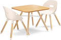Lalo The Play Kit - Kids Table & Chairs Set with Sustainably Sourced Wood Table & 2 Non-Toxic Bucket Seat Chairs - Safe & Comfortable - Natural/Grapefruit
