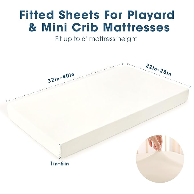 GRSSDER Mini Crib Sheets Fitted, Pack and Play Sheets 3 Pack, Ultra Soft Stretchy Pack N Play Sheets, Universal Fit for Playard Mattress, Jersey Crib Sheets Neutral for Boys and Girls, Cream/Beige