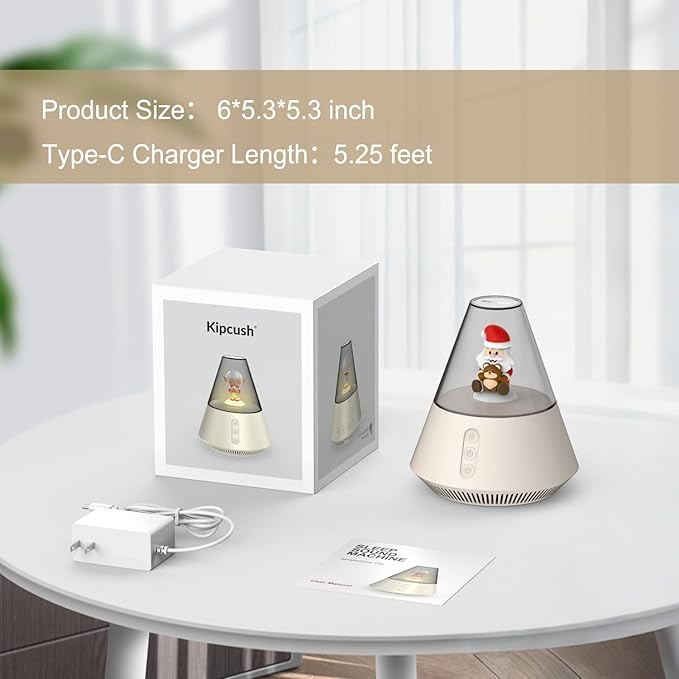 Kipcush White Noise Machine with Santa & Bear Christmas Decor, Warm & Cool Night Light, Auto MemoryTimer, 30 Soothing Sounds for Bedroom, Living Room