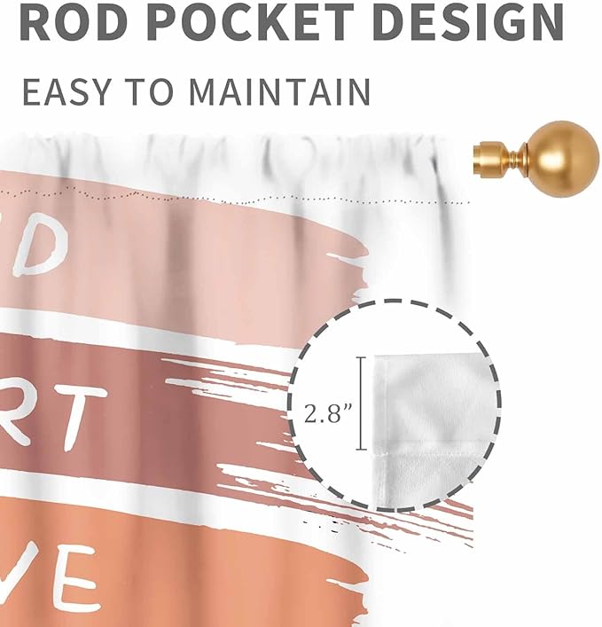Rainbow Curtains for Classroom, Kids Girls Baby Boho Cute Inspirational Motivational Quotes Cartoon Colorful Pastel Nursery Classroom Bedroom Living Room Bathroom Window Drapes 2 Panels, 63"x72" Inch