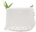 Cotton Baby Blanket with Ruffle Edge Soft Breathable Newborn Blanket for Boys & Girls, Lightweight Knit Throw for Crib, Stroller & Nursery Multiple Colors Available White 30x30