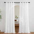 NICETOWN 2 Panels Sheer Curtains for Patio Waterproof, Rustproof Steel Silver Grommet Indoor Outdoor Lightweight Soft Voile Sheer Drapes for Living Room, Ivory, W54 x L84