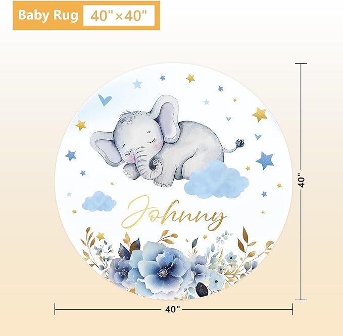 Custom Baby Crib Bedding Set, 5 Pcs Personalized Name Baby Crib Sets for Infant Toddler, Blue Elephant Nursery Bedding Set for Boy Girl, Double Layer Flannel Baby Bedding Sets Customized Gifts