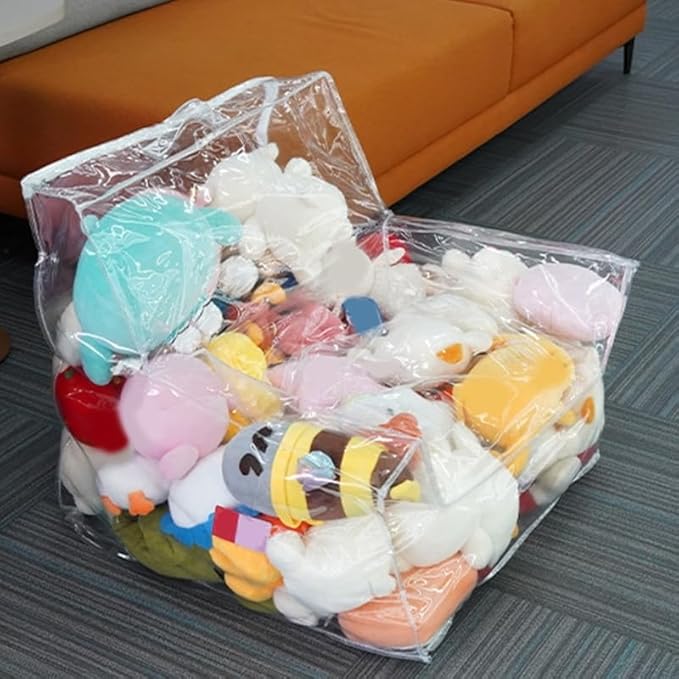 Stuffed Animal Storage Bean Bag Chair, Transparent Material and Hidden Zippers, Spacious Design for Stuffed Animals, Perfect for Home Organization and Cozy Seating in Various Spaces