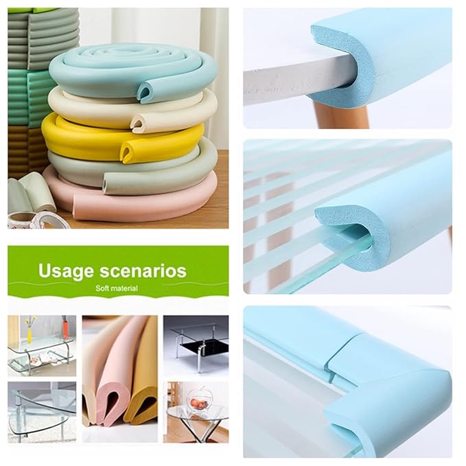 M2cbridge U Shape Extra Thick Furniture Table Edge Protectors Foam Baby Safety Bumper Guard 6.5 Ft (Wood)