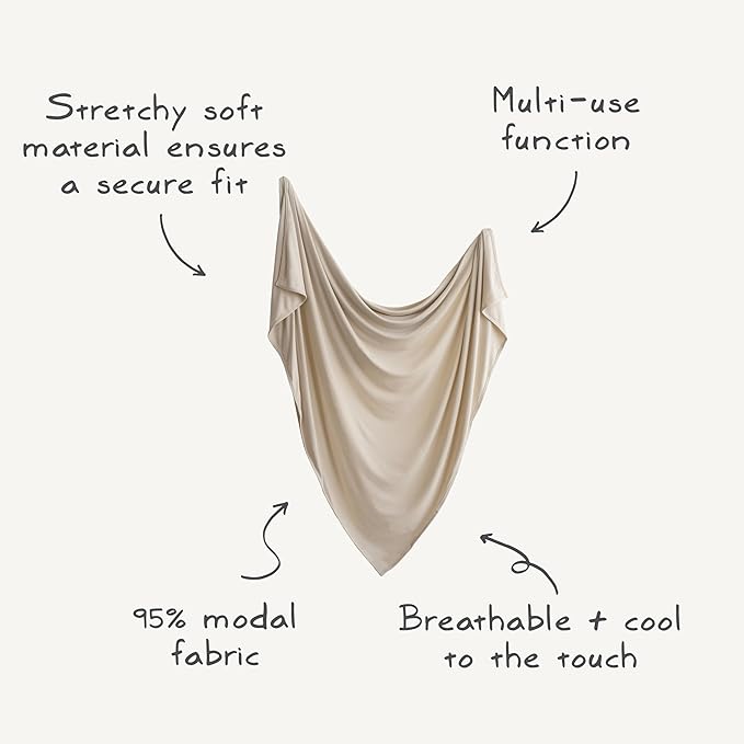 mushie Stretchy Baby Swaddle Blanket | Extra Soft & Snug Fit | 47"x47" (Sun)