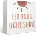 Boho Neutral Baby Girl Boy Nursery Decor - Let Your Light Shine Christian Wood Box Sign Desk Decor, Toddler Girl Room Decor, Christian Desk Decor Bible Verse Decor, 5x5