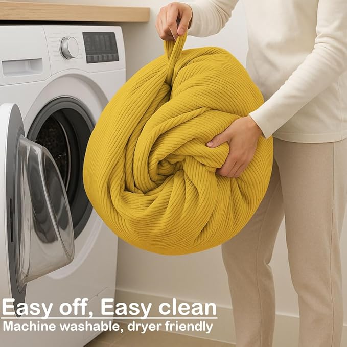 Nobildonna 3 ft Bean Bag Chair Cover (No Filler) 35"×43" Large Stuffed Animal Storage Bean Bag Washable Big Beanbag Chair Cover Premium Corduroy Stuffable Bean Bag Cover for Adults,Kids,Yellow 300L