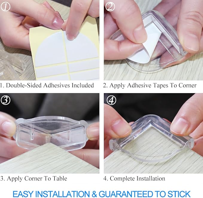 Matyz 16-Pack 1.6" Large Clear Corner Protectors - Dual Layer Buffer Structure Soft Table Corner Guards - Child Proof Furniture Corner Safety Bumpers - Up-Down Corner Cover Safety