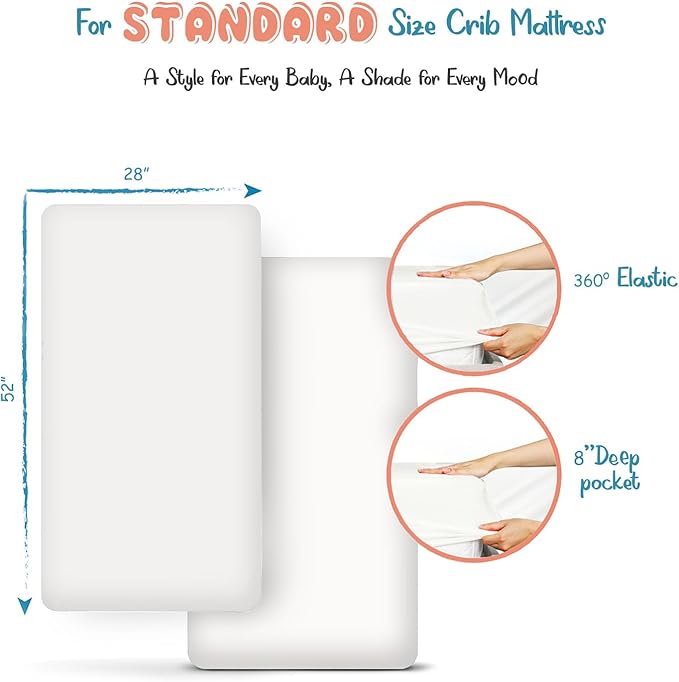 Threadmill Organic Baby Crib Sheets for Boys & Girls | 100% Organic Cotton Fitted Crib Sheet for Standard Crib Mattress | 2 Pack Unisex Cozy Toddler Sheets, Machine Washable | White