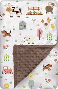 Baby Blanket for Boys Girls - Double Layer Soft Plush Minky With Dotted Backing, Toddler Newborn Shower Gift (Farm, 30 X 40 Inch)