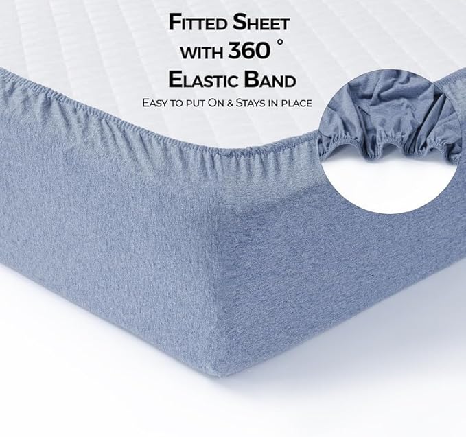 Dreamology Standard Crib Sheets Fitted, 2 Pack, Cotton Crib Sheet, Soft, Crib Sheet Boys, Girls, Neutral Crib Sheets, Toddler Bed Sheets, 52x28 Crib Mattress Sheet | Denim Blue,Sky Blue