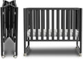MAMAZING EvoNook 6-in-1 Convertible Mini Crib, 100% New Zealand Pinewood, 4 Adjustable Mattress Heights,GREENGUARD Gold Certified, Black with Matttress
