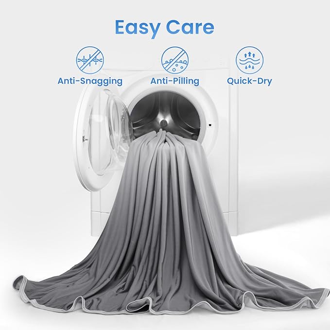 LUXEAR Gradient Cooling Blanket, Double-Sided Q-Max>0.5 Arc-Chill Summer Cold Blanket for Bed Sofa Chair Travel, Absords Heat to Keep Body Cool for Hot Sleeper & Night Sweats Adult Kids - Twin Grey