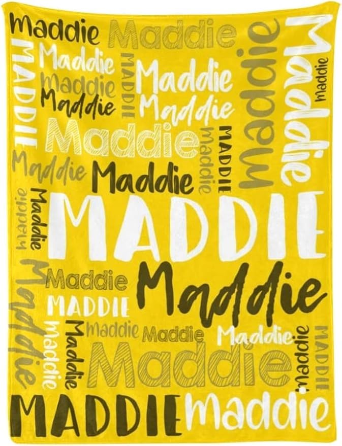 Dr.TOUGH Personalized Blankets with Name Customized Baby Blankets for Girls Boys Adults Monogrammed Blankets and Throws Christmas Birthday Mothers Fathers Valentines Day Gift (Gold, 40''×50'')