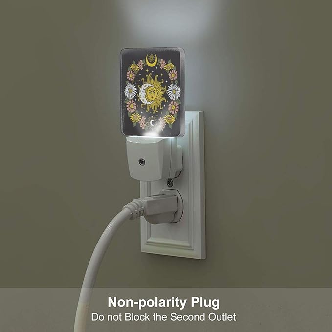 Sun and Moon Flowers Night Light,Plug-in Nightlights Auto Sensor Night Lamp Dusk-to-Dawn Lamp Home Decor for Nursery Children Girls Boys