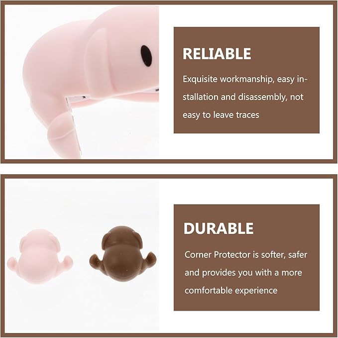 MERRYHAPY 4Pcs Animal Design Silicone Corner Protectors Soft Furniture Edge Guards for Tables Desks Chairs Safe Proofing Bumpers for Home and Nursery