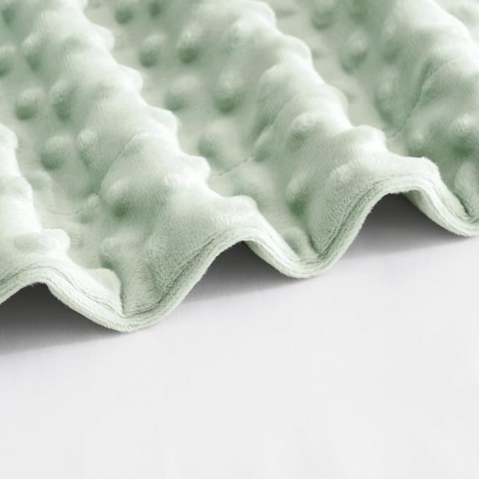 david's kids Micro Fleece Minky Baby Blanket for Girls with Double Layer and Soothing Raised Dots, 40x50 Inches Breathable and Soft Lightweight Receiving Blanket for Newborns, Sage Green