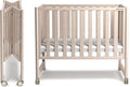MAMAZING EvoNook 6-in-1 Convertible Mini Crib, 100% New Zealand Wood, 4 Adjustable Mattress Heights, Crib with Mattress,GREENGUARD Gold Certified, Washed Natural