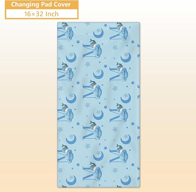 Personalized Crib Bedding Set, 5 Pcs Custom Nursery Bedding Sets with Name, Infant Bedding Set for Baby Boys Girls, Blue Dolphin Double Layer Baby Crib Set, Babies Toddlers Kids Customized Gift