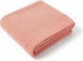 Baby Knit Blanket Soft Cotton Lightweight Newborn Blanket for Crib Stroller Toddler Nursery Shower Gift Cozy Breathable Travel Swaddle Wrap Rose Pink 30 x 40 Inches