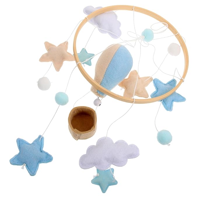 SECFOU Crib Mobile for Nursery Room Adorable Felt Hot Air Balloon Design Wall Hanging Ornament for Girls Engaging Decoration for Boy Girl Bedroom