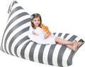 Jorbest Bean Bag Stuffed Animal Storage, Stuffed Animal Bean Bag Storage for Adults and Kids, Luxury Velvet Covers Only without Filling (Stripe White Gray, 200L/52 Gal)
