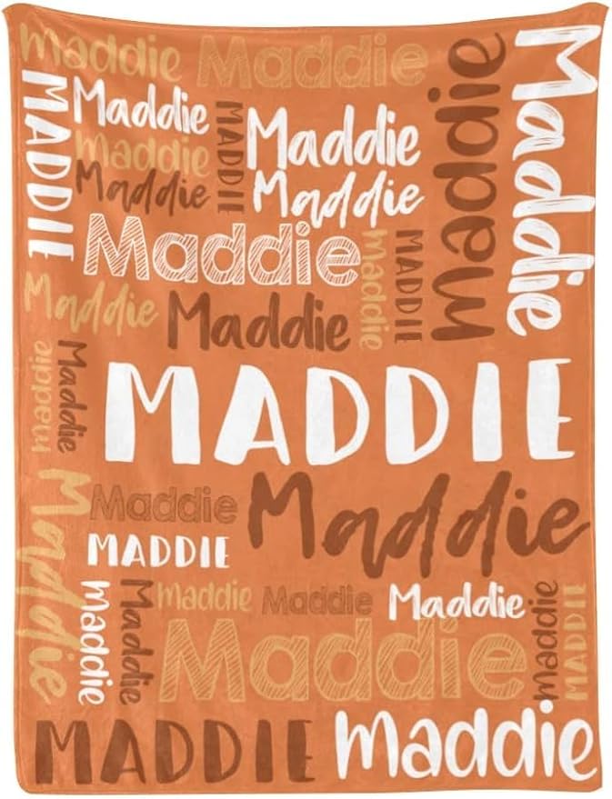 Dr.TOUGH Personalized Blankets with Name Customized Baby Blankets for Girls Boys Adults Monogrammed Blankets and Throws Christmas Birthday Mothers Fathers Valentines Day Gift (Dark-Orange, 40''×50'')