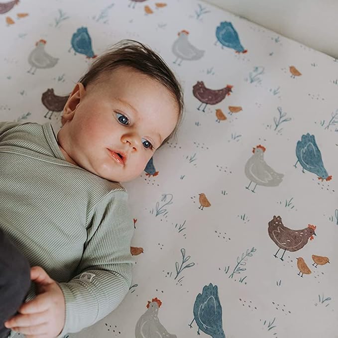 Baby Bassinet Sheets for Boy, Girl (Farm Animals) 2-Pack - Fitted Bedside Bassinet Sheets - Buttery Soft Cotton Blend for Standard Mattress Pad - Compatible with Halo BassiNest
