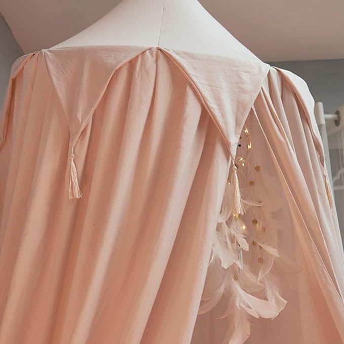 Bed Canopy for Girls, Kids Bed Curtain Bed Room Decor Hanging House Castle Reading Nook Dream Tent Full Queen Size(Light Pink)