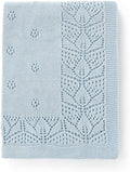 LAWKUL Cellular Blanket Baby 100% Cotton Knitted Soft Blankets Knit Crochet Newborn Swaddle Boy Girls Toddler Blue 100x80cm