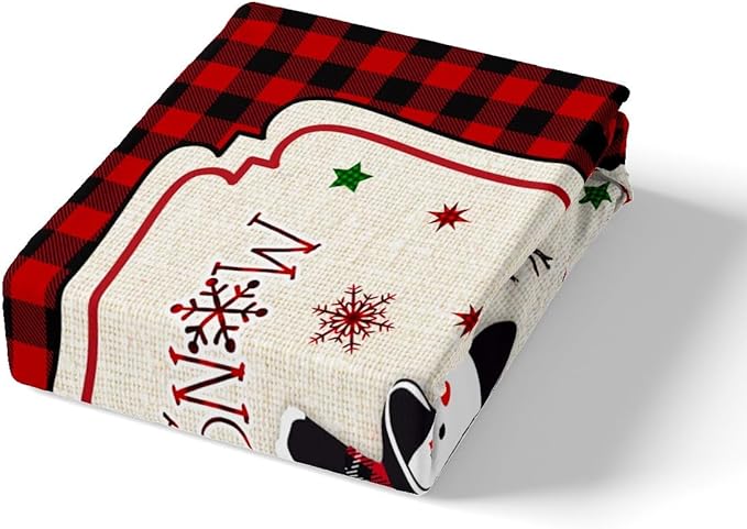Manfei Cute Snowman Duvet Cover Set King Size, Xmas Trees Snowflake Comforter Cover with 2 Pillowcases, Christmas Theme Red Plaid Bedding Set 3pcs for Kids Girls New Year Bedspread Cover,No Comforter